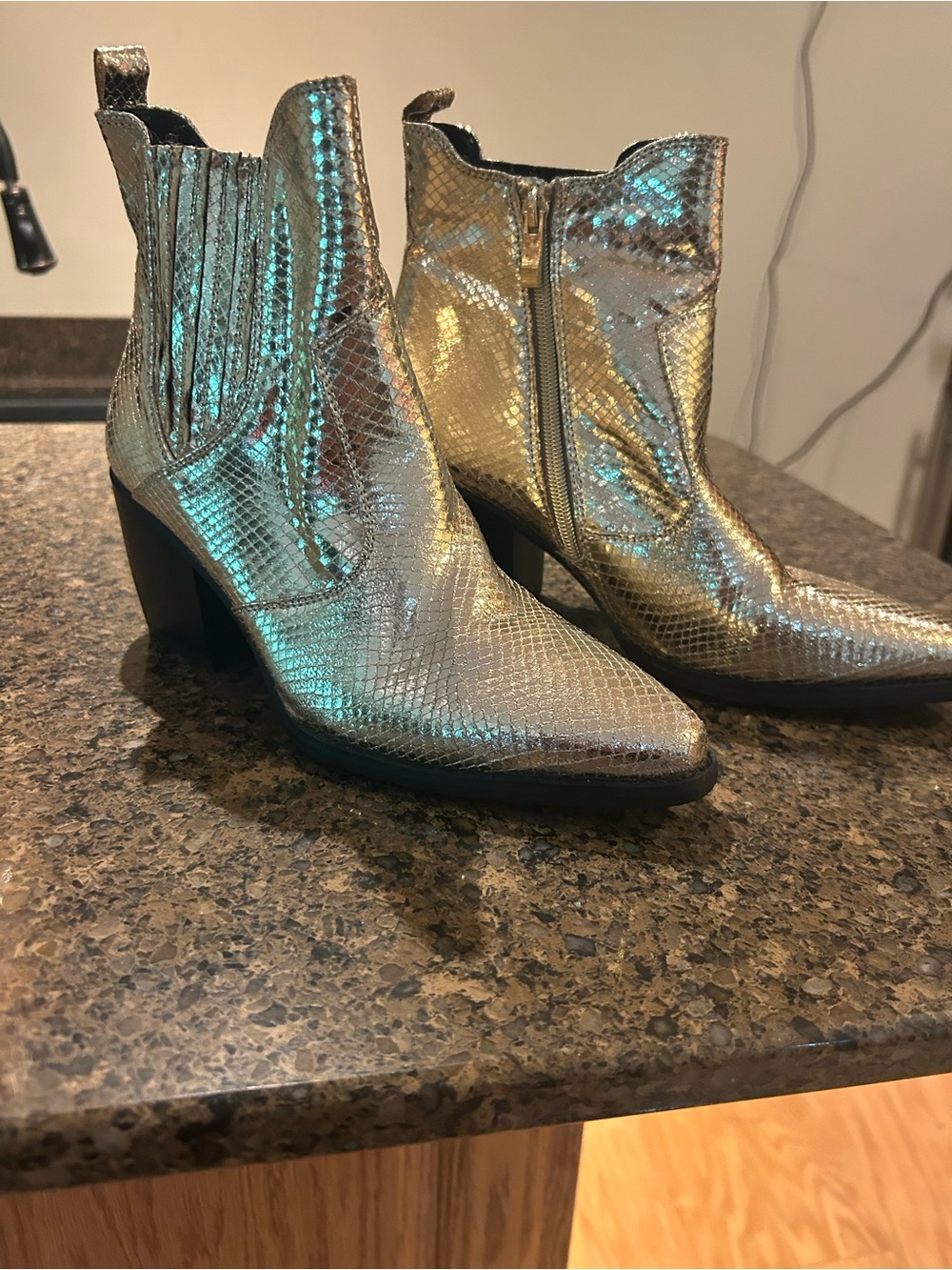 Gold Metallic Ankle Boots for Women
